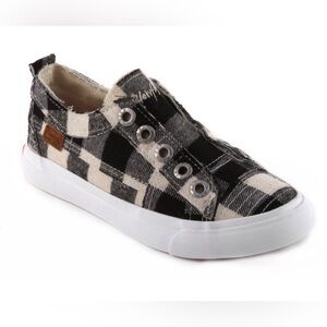 Blowfish Malibu Girl’s Buffalo Check Buffalo Plaid Black Cream Sneaker Size 13